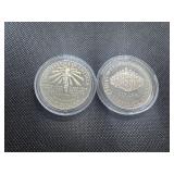 Two Commemorative Silver Dollars: 1986-S Proof Statue of Liberty and 1987-S Uncirculated "We The People"