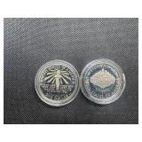 Two Commemorative Silver Dollars: 1986-S Proof Statue of Liberty and 1987-S Uncirculated "We The People"