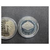 Two Commemorative Silver Dollars: 1986-S Proof Statue of Liberty and 1987-S Uncirculated "We The People"