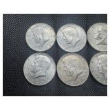 Six 40% Silver Kennedy Half Dollars