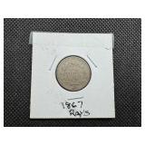 1867 Shield Nickle with Rays