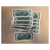 Eleven Sequential $2 Bills