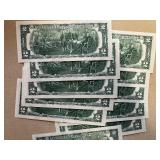 Eleven Sequential $2 Bills
