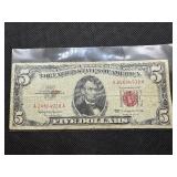 1963 Series Red Seal Five Dollar Bill