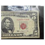 1963 Series Red Seal Five Dollar Bill