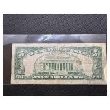 1963 Series Red Seal Five Dollar Bill