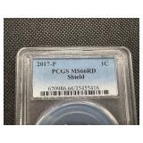 2017 P One Cent PCGS MS66 RD Shield