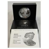 2022 W-American Eagle One Ounce Proof Silver Bullion Coin - original package with COA
