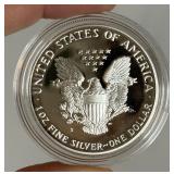 1990 S-American Eagle Liberty Proof Silver Dollar - just the coin in a protective plastic case