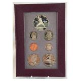 1992 Prestige Olympic Silver Proof Set 7 Coins - plastic case only, no COA, minor damage on some coins