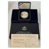 1995 W-Special Olympics World Games Proof Silver Dollar - original package with COA