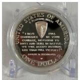 1995 1991-1995-P World War II 50th Anniversary Proof Silver Dollar  - just the coin in a protective plastic case