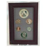 1988 Prestige Olympic Torch Silver Proof Set 6 Coins - plastic case only, no COA, smoke damage on nearly all coins except silver dollar