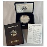 1996 P-American Eagle One Ounce Proof Silver Bullion Coin - original package with COA
