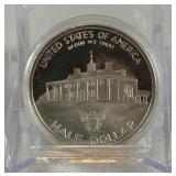 1982 S-George Washington Half Dollar 250th Anniversary Coin uncirculated - coin in cello shrink wrap with cardboard description case