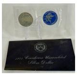 1971 S-Eisenhower Uncirculated Silver Dollar - original package with COA