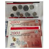2001 uncirculated P & D us mint coin set OGP (20 coins) - original pacakge with COA and envelope