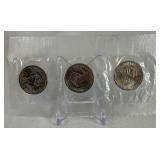 1979 P-D-S Susan B Anthony 3 Coin Dollar Souvenir Set - cello wrap