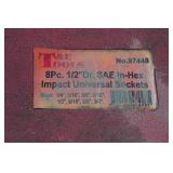 T&E 1/2" Drive SAE In-Hex Impact Universal Socket Set - 1/4"-3/4"