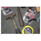 Assorted Tools - Hammers, Breaker Bar, Tape Measures, Combination Locks