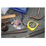 Assorted Tools - Hammers, Breaker Bar, Tape Measures, Combination Locks