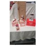 Coke Bear Figures, Snow Village Billboard- Soda Fountain