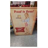 Miller High Life, Metal Sign with Server