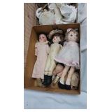 Porcelain Dolls ad tea set with vanity items