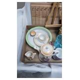 Vanity Components with Tea set and misc