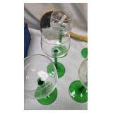 Tea Set and Green Stemmed Glasses