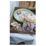 Vanity Components with Tea set and misc