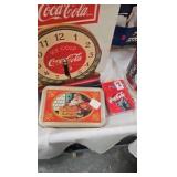 Coke Clock, Pitcher, Bottles, Cards