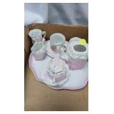 Tea Set and Green Stemmed Glasses