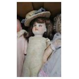 Porcelain Dolls ad tea set with vanity items