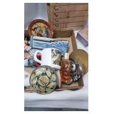 Collectibles, shell wallet purse, cups, doll chair and misc