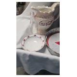Coke Pocelain Pitcher, tray, Die Cast, Etc