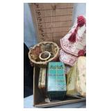 Vintage Baxes, doll, lampshade