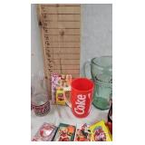 Coke Glass Pitcher, Bottles, Playing Cards