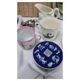 Ruffled Table Vase, Various Vintage Dishes