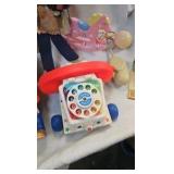 Vintage Tin Lith Bucket and Watering Can-Rubber Toys