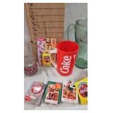 Coke Glass Pitcher, Bottles, Playing Cards