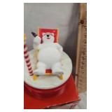 Coca Cola Clock and Rotatin Polar Bear Figure