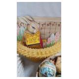 Vintage Easter Lot with Glass Woven Basket