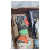 Collectibles, shell wallet purse, cups, doll chair and misc