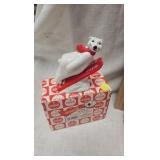 Coke Bear Figures, Snow Village Billboard- Soda Fountain