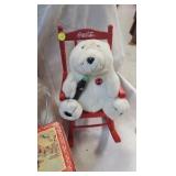 Coca Cola Bear in Rocker and Coke Wastebasket
