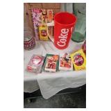 Coke Glass Pitcher, Bottles, Playing Cards