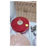 Ruffled Table Vase, Various Vintage Dishes