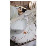 Porcelain Dolls ad tea set with vanity items