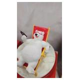 Coca Cola Clock and Rotatin Polar Bear Figure